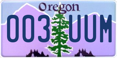 OR license plate 003UUM