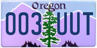 OR license plate 003UUT