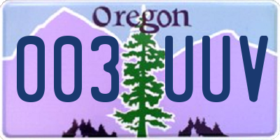OR license plate 003UUV