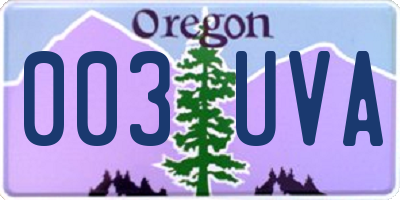 OR license plate 003UVA