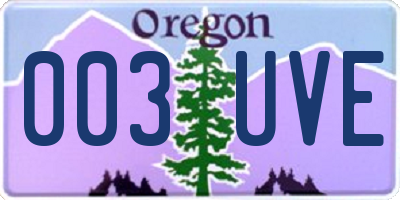 OR license plate 003UVE