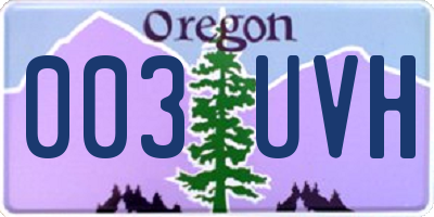 OR license plate 003UVH