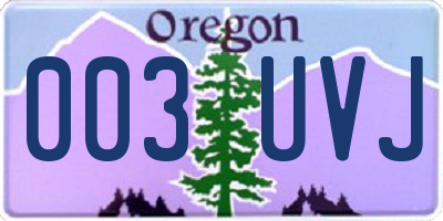 OR license plate 003UVJ