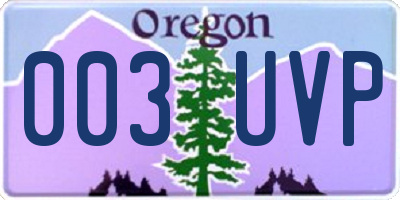 OR license plate 003UVP