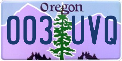 OR license plate 003UVQ