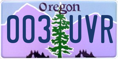 OR license plate 003UVR