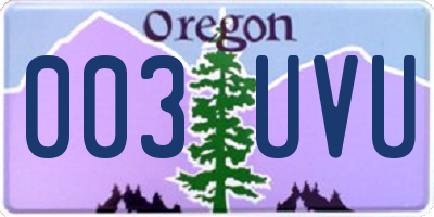 OR license plate 003UVU