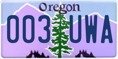 OR license plate 003UWA
