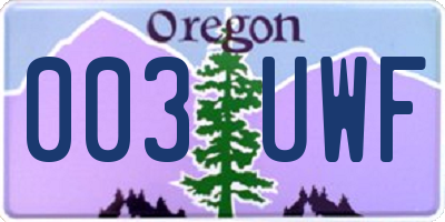 OR license plate 003UWF
