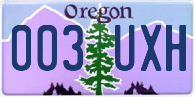 OR license plate 003UXH