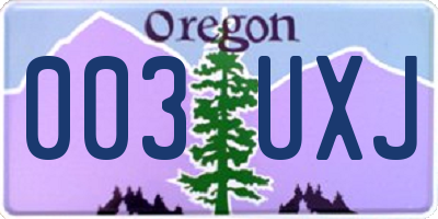 OR license plate 003UXJ