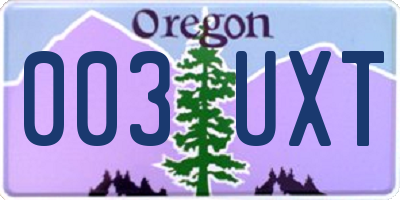 OR license plate 003UXT