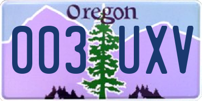 OR license plate 003UXV