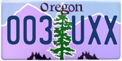 OR license plate 003UXX