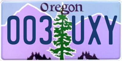 OR license plate 003UXY