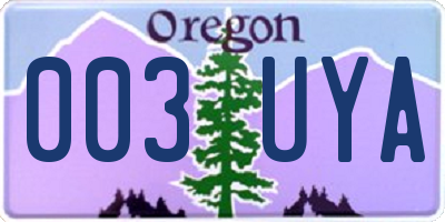 OR license plate 003UYA