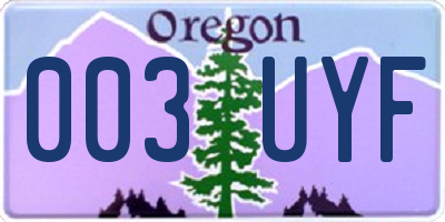 OR license plate 003UYF