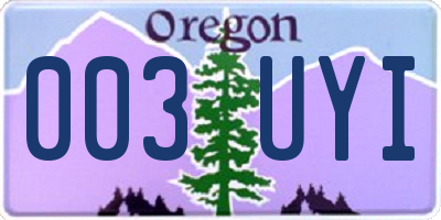 OR license plate 003UYI