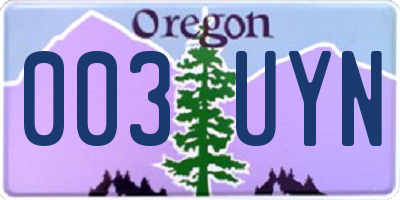 OR license plate 003UYN