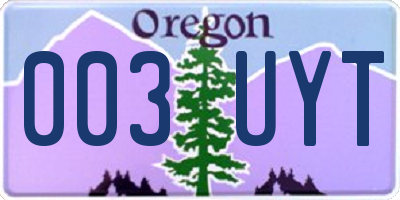 OR license plate 003UYT