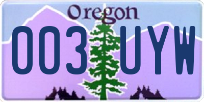 OR license plate 003UYW