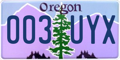 OR license plate 003UYX