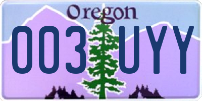 OR license plate 003UYY