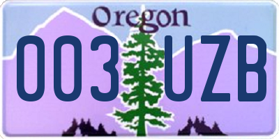 OR license plate 003UZB