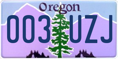 OR license plate 003UZJ