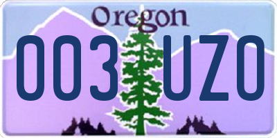 OR license plate 003UZO