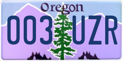 OR license plate 003UZR