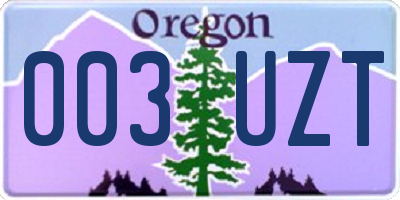 OR license plate 003UZT