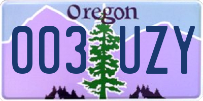 OR license plate 003UZY