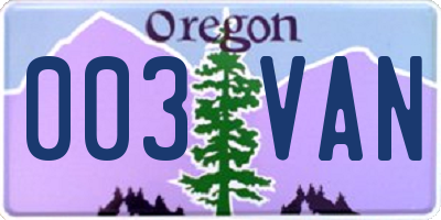 OR license plate 003VAN