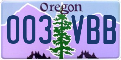OR license plate 003VBB