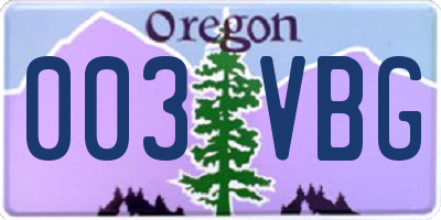 OR license plate 003VBG