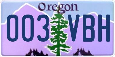 OR license plate 003VBH