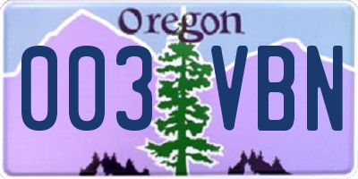 OR license plate 003VBN