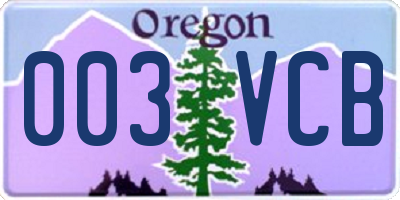 OR license plate 003VCB
