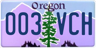 OR license plate 003VCH