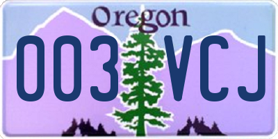 OR license plate 003VCJ