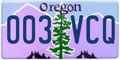 OR license plate 003VCQ