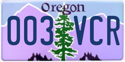 OR license plate 003VCR