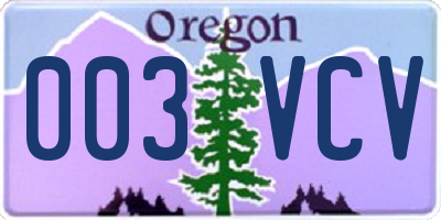OR license plate 003VCV