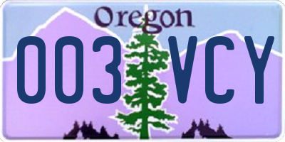 OR license plate 003VCY