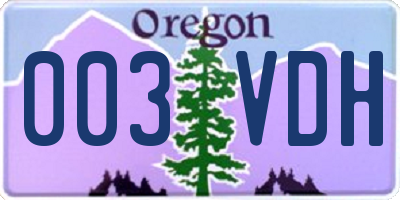 OR license plate 003VDH
