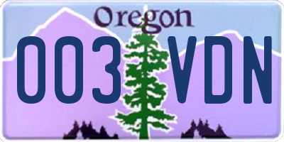 OR license plate 003VDN