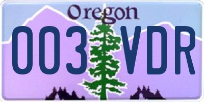 OR license plate 003VDR
