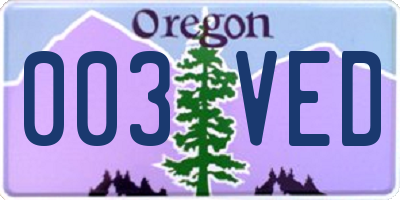 OR license plate 003VED