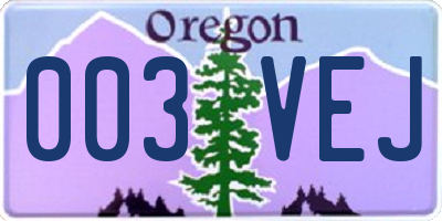 OR license plate 003VEJ